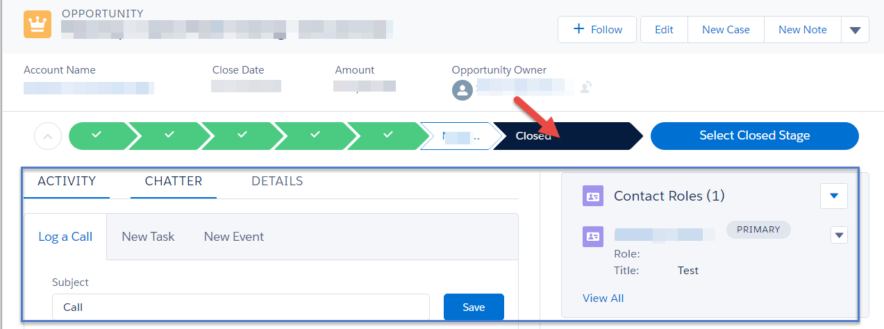 Opportunity not showing key fields for the last stage in the Sales