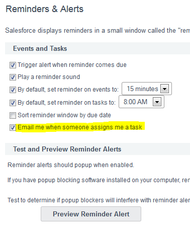 salesforce task assignment email notification not working